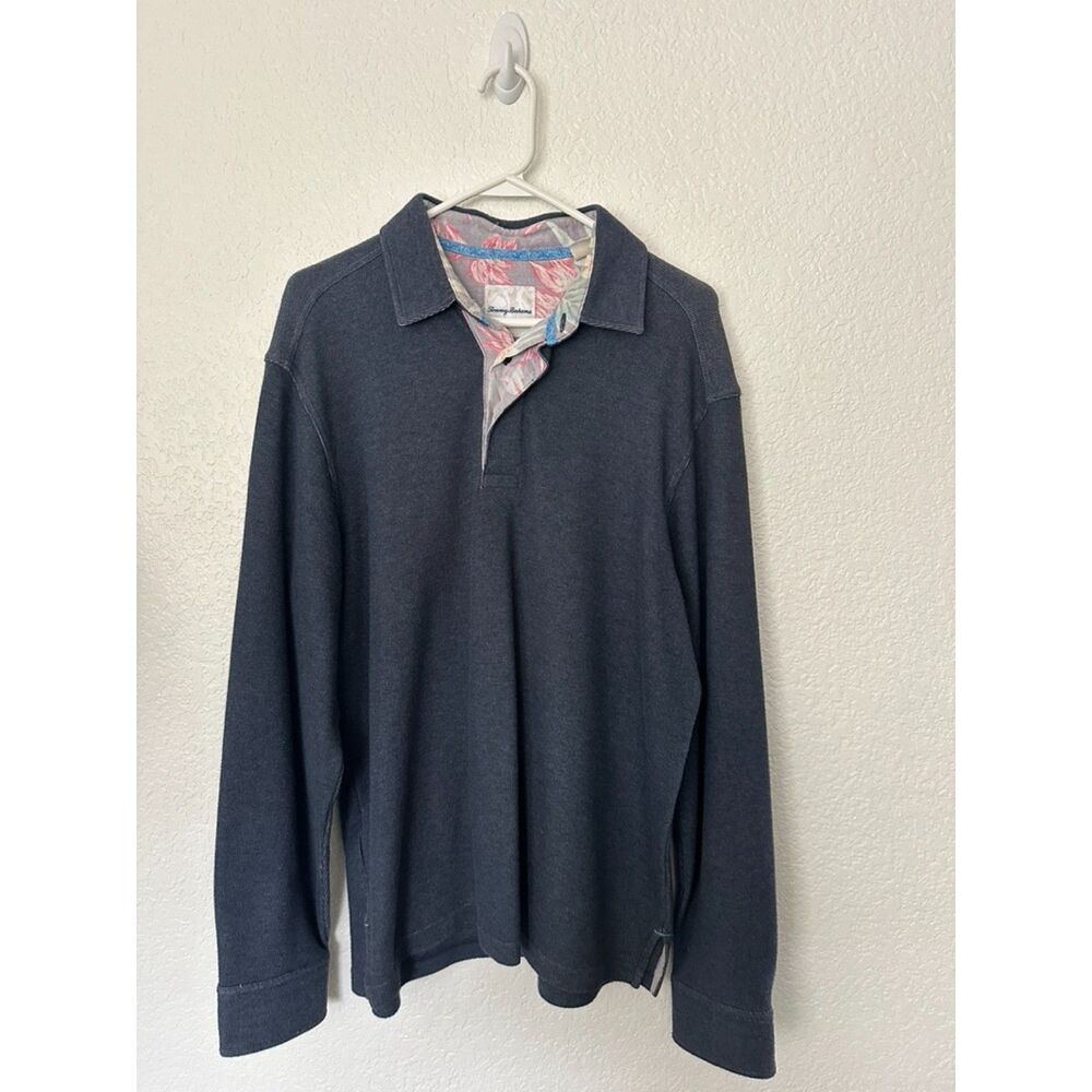 Tommy Bahama Thick Pullover Polo Shirt Mens Medium Blue